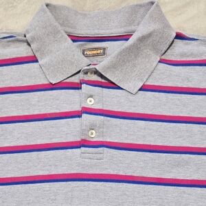 The Foundry Supply Co. Gray Polo with Pink and Blue Stripes Mens Sz 3XLT